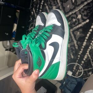 Nike Air Jordan 1  High Top Green Black White Sneakers